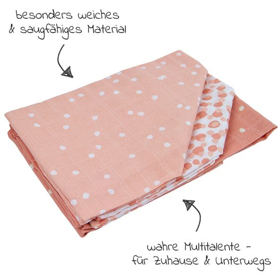 Briljant Baby Mullwindeln 3er Pack 70 x 70 cm - Spots - Pink