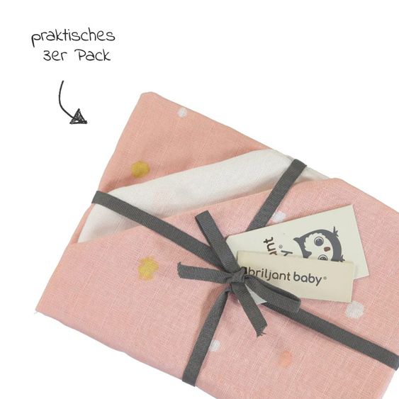 Briljant Baby Mullwindeln 3er Pack 70 x 70 cm - Sunny - Rosa