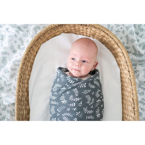 Briljant Baby Mullwindeln 4er Pack 70 x 70 cm - Botanic - Organic Cotton - Blau-Grau