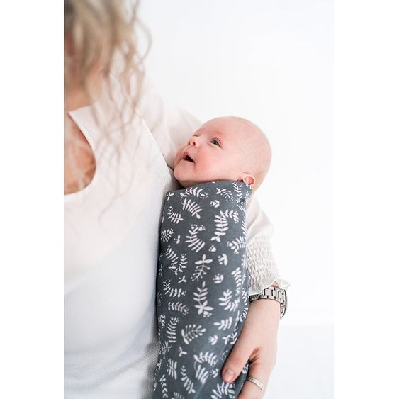Briljant Baby Mullwindeln 4er Pack 70 x 70 cm - Botanic - Organic Cotton - Blau-Grau