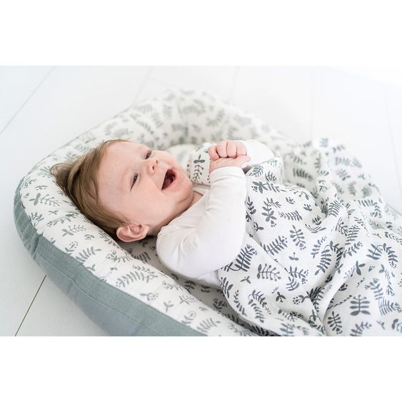 Briljant Baby Mullwindeln 4er Pack 70 x 70 cm - Botanic - Organic Cotton - Blau-Grau