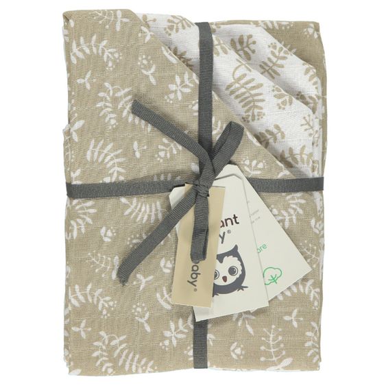 Briljant Baby Mullwindeln 4er Pack 70 x 70 cm - Botanic - Organic Cotton - Sand