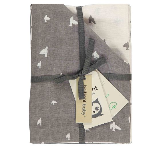 Briljant Baby Mullwindeln 4er Pack 70 x 70 cm - Organic Cotton - Birds - Tornado