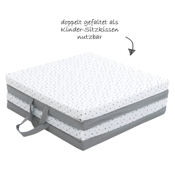 Candide 3in1 Reisebett & Spielmatratze - Sterne - Grau