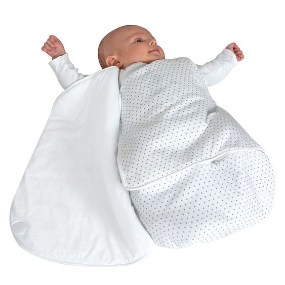 Candide Erstlings-Wickel-Schlafsack 55 cm - Sternchen - Weiß Grau