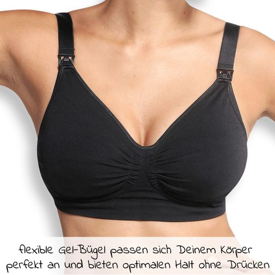 Carriwell Carri-Gel Schwangerschafts & Still-BH Seamless Gelbügel - Schwarz - Gr. M