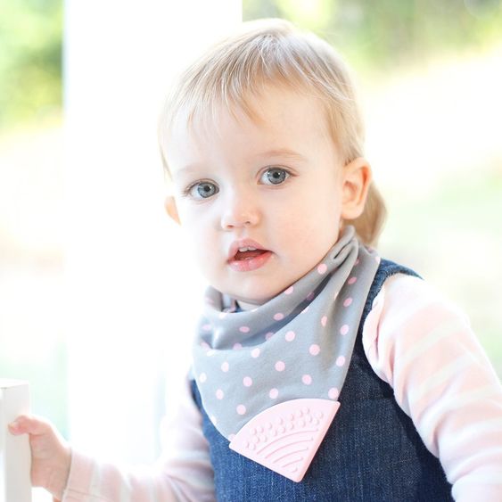 Cheeky Chompers Wende-Halstuch Neckerchew mit Beißecke - Polka Dot Pink