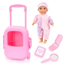 bayer Design baby doll with trolley set - Pink