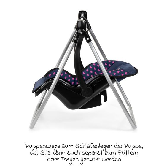 CHIC 2000 bayer Design Puppenbuggy-Set Cosy inkl. Wickeltasche, Wickelunterlage, Puppenschaukel & 7-tlg. Fütterset - Einhorn - Lila Pink