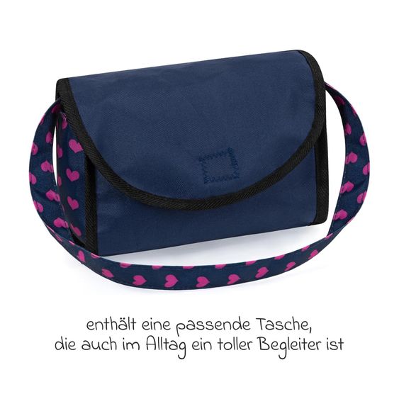 CHIC 2000 bayer Design Puppenbuggy-Set Cosy inkl. Wickeltasche, Wickelunterlage, Puppenschaukel & 7-tlg. Fütterset - Einhorn - Lila Pink