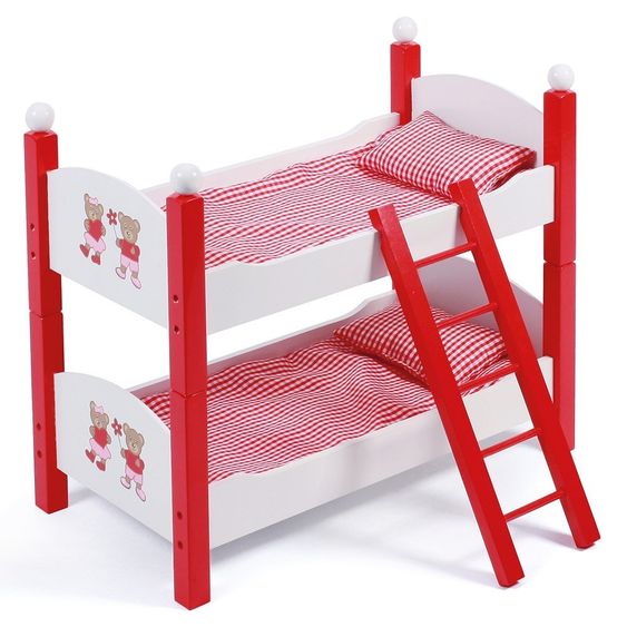 CHIC 2000 Puppen-Etagenbett Teddy Bears - Weiß Rot