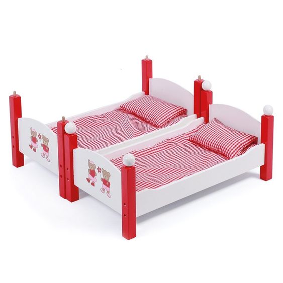 CHIC 2000 Puppen-Etagenbett Teddy Bears - Weiß Rot