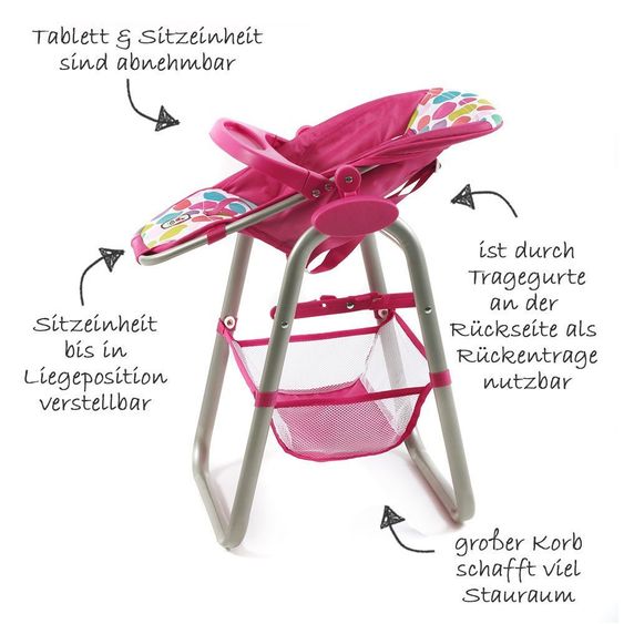 CHIC 2000 Puppen-Hochstuhl - Pink Bubbles