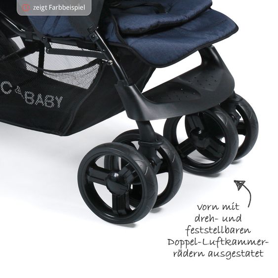 Chic 4 Baby Geschwisterwagen Doppio - Jeans Grey Blue
