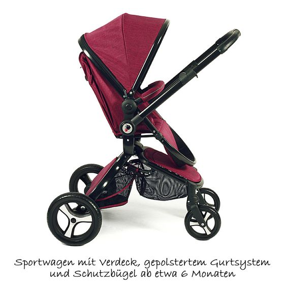 Chic 4 Baby Kombi-Kinderwagen Platino - Rot