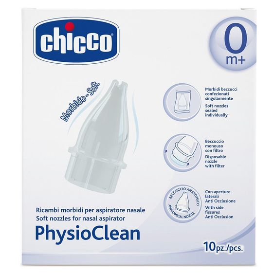 Chicco Set di ricambi da 10 pezzi per aspiratore nasale PhysioClean