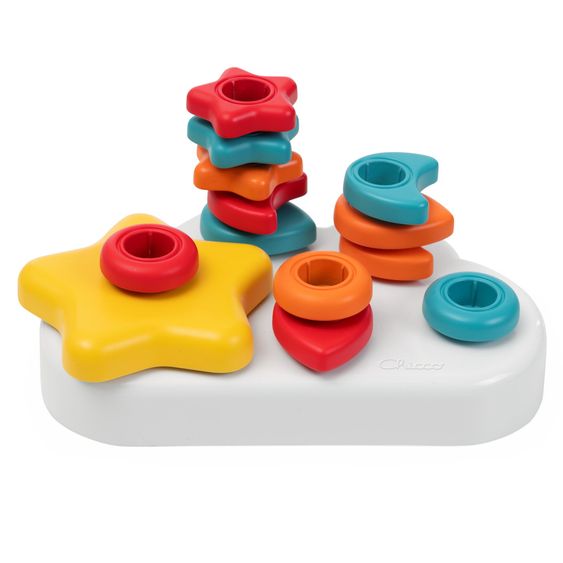 Chicco 16-tlg.-Steckspiel Wolken mit Stoffbeutel zur Aufbewahrung