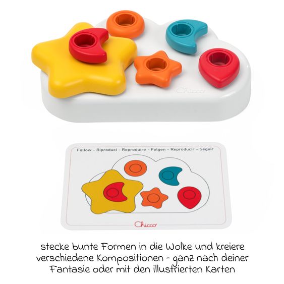 Chicco 16-tlg.-Steckspiel Wolken mit Stoffbeutel zur Aufbewahrung