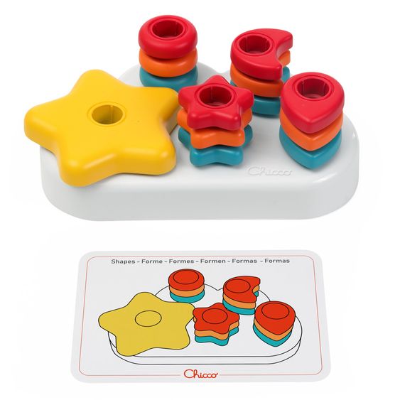 Chicco 16-tlg.-Steckspiel Wolken mit Stoffbeutel zur Aufbewahrung