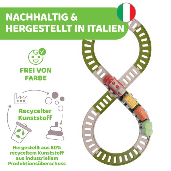 Chicco 18-tlg. Eisenbahn-Set Eco+ Baby Railway mit Schienen und Zug