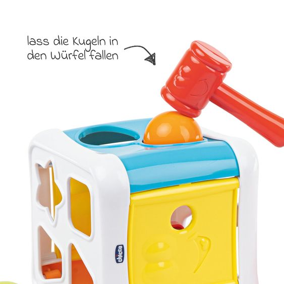 Chicco 2in1 Sortier & Schlag Würfel mit 4 Formen und 2 Bällen