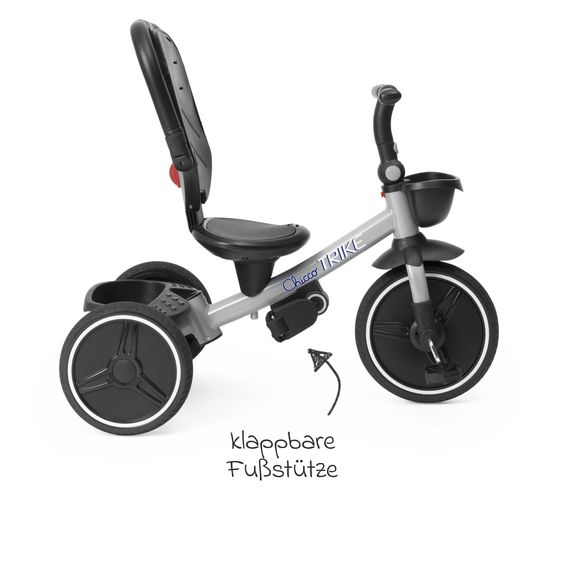 Chicco 4in1 Dreirad Mitwachsend aus Metal, 5 Punkt Gurt, abnehmbares Verdeck