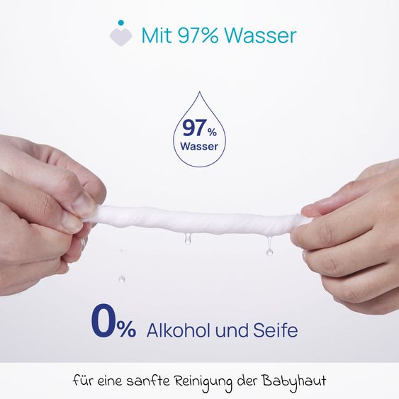 Chicco 72er Pack Feuchtetücher ohne Alkohol mit 97% Wasser - Weiß