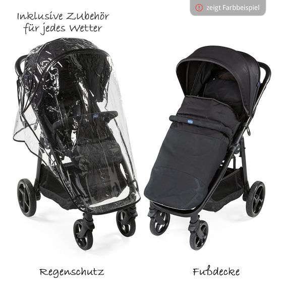 Chicco Buggy & Sportwagen Multiride bis 22 kg belastbar, inkl. Fußdecke & Regenschutz - Grey