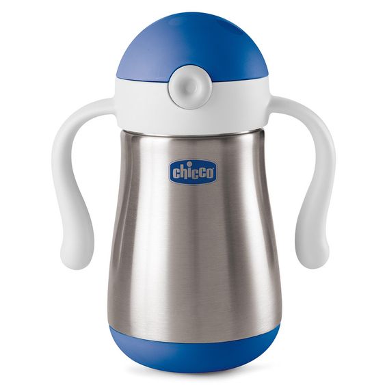Chicco Edelstahl-Trinklernbecher Power Cup mit Trinkhalm 237 ml - Blau