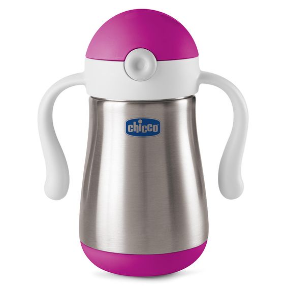 Chicco Edelstahl-Trinklernbecher Power Cup mit Trinkhalm 237 ml - Lila