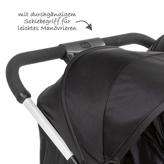 Chicco Geschwisterbuggy & Zwillingsbuggy Ohlala Twin inkl. Regenschutz - Black Night