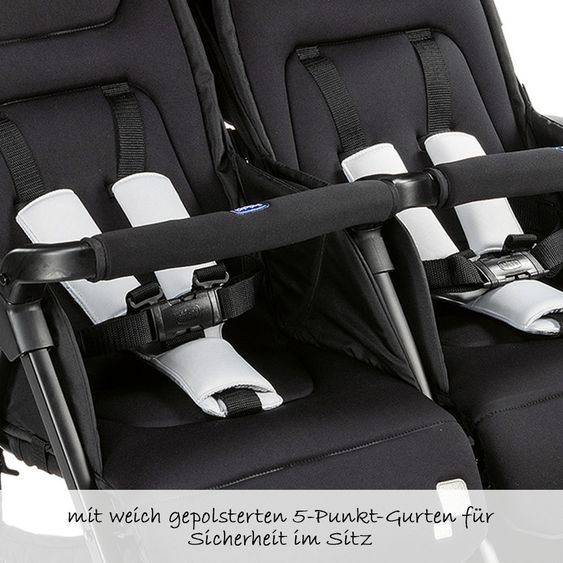 Chicco Geschwisterbuggy & Zwillingsbuggy Ohlala Twin inkl. Regenschutz - Black Night
