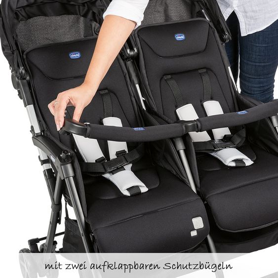 Chicco Geschwisterbuggy & Zwillingsbuggy Ohlala Twin inkl. Regenschutz - Black Night