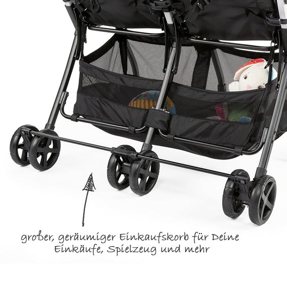 Chicco Geschwisterbuggy & Zwillingsbuggy Ohlala Twin inkl. Regenschutz - Black Night