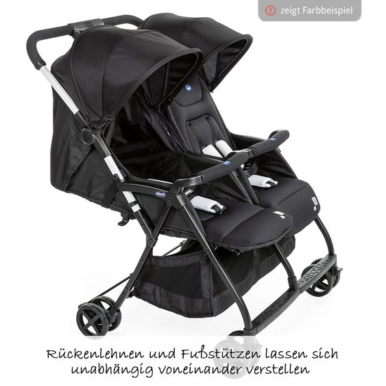 Chicco Geschwisterbuggy & Zwillingsbuggy Ohlala Twin inkl. Regenschutz - Silver Cat