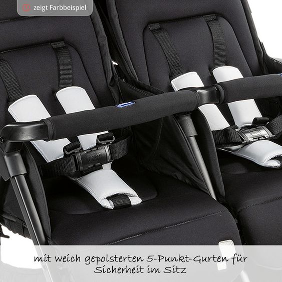 Chicco Geschwisterbuggy & Zwillingsbuggy Ohlala Twin inkl. Regenschutz - Silver Cat