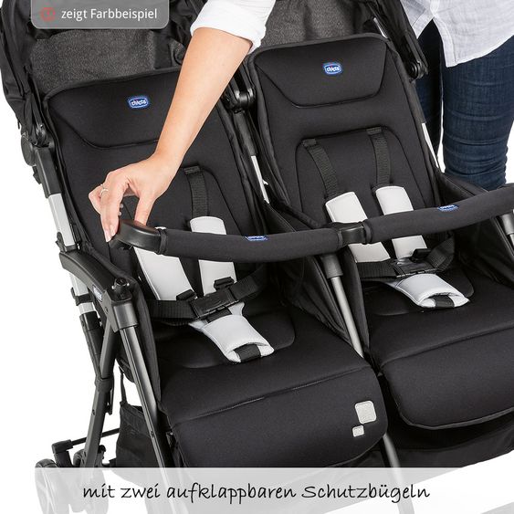 Chicco Geschwisterbuggy & Zwillingsbuggy Ohlala Twin inkl. Regenschutz - Silver Cat