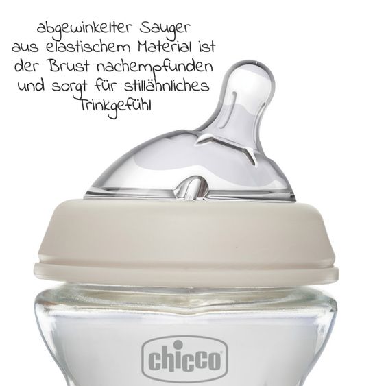 Chicco Glass bottle Naturalfeeling 150 ml + silicone teat