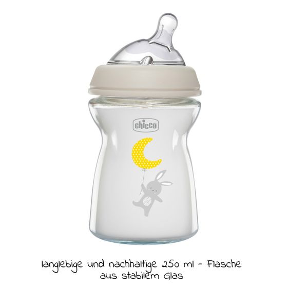 Chicco Glass bottle Naturalfeeling 250 ml + silicone teat