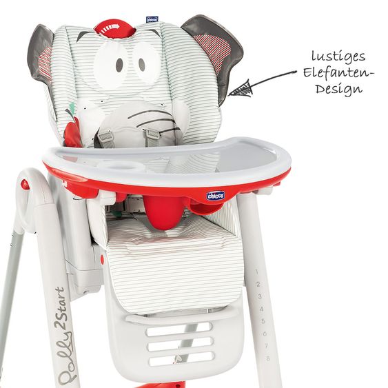 Chicco Hochstuhl Polly 2 Start mit 4 Rollen - Elephant
