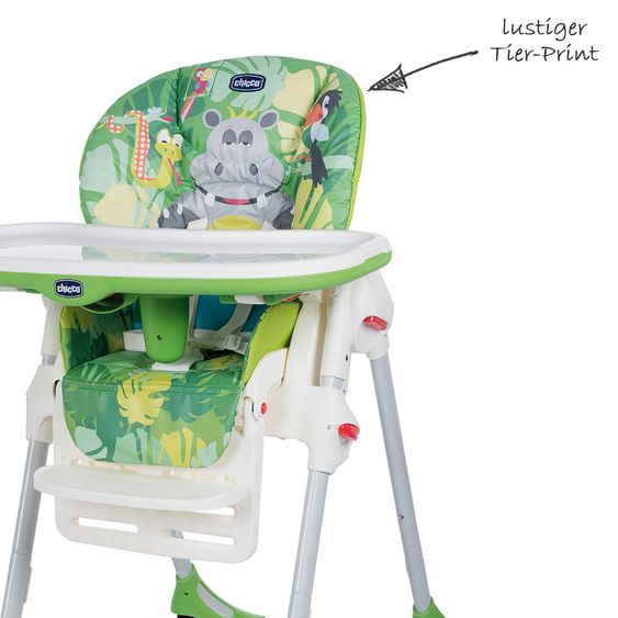 Chicco Hochstuhl Polly Easy mit 4 Rollen - Happy Jungel