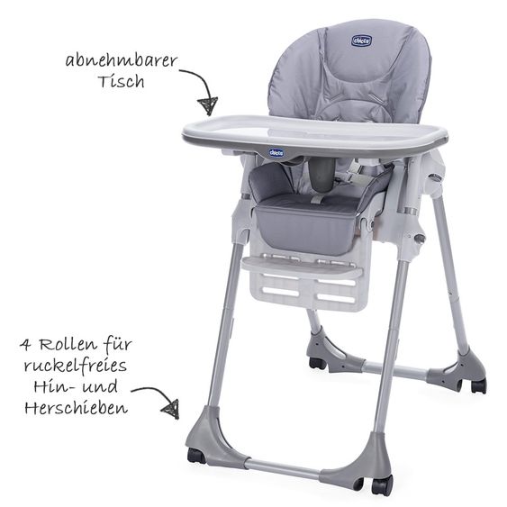 Chicco Hochstuhl Polly Easy mit 4 Rollen - Nature
