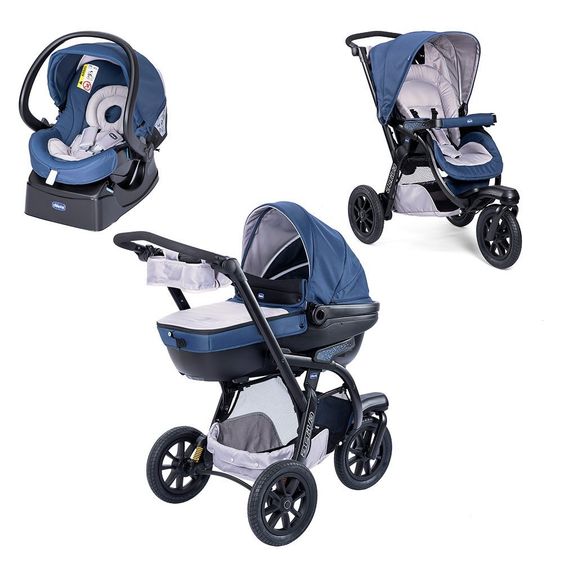 Chicco Set passeggino Trio-System Activ3 Top con Kit Auto - Blue Passion
