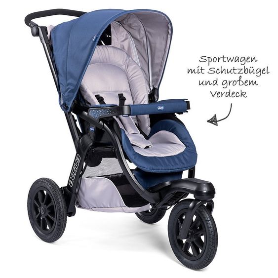 Chicco Set passeggino Trio-System Activ3 Top con Kit Auto - Blue Passion