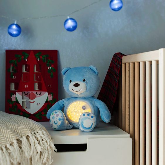 Chicco Kuscheltier mit Nachtlicht Baby Bär - Blau