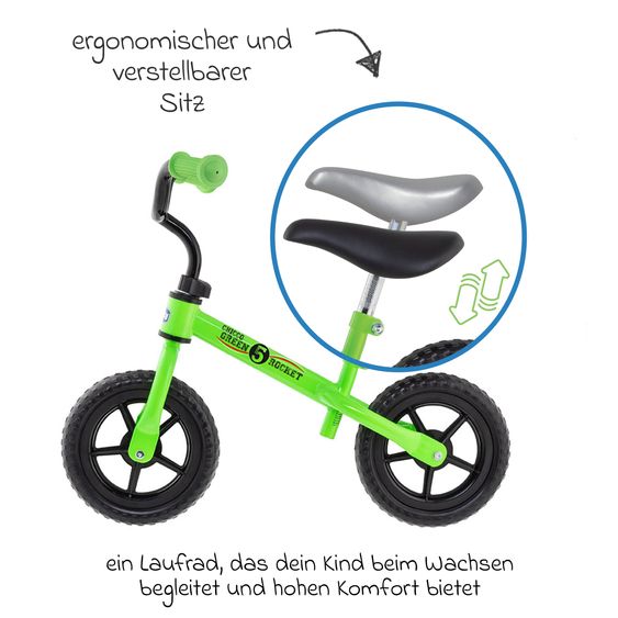 Chicco Laufrad Thunder von 2-5 Jahre, Stichfeste Reifen, höhenverstellbarer Sitz & Lenker - Green
