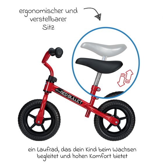 Chicco Laufrad Thunder von 2-5 Jahre, Stichfeste Reifen, höhenverstellbarer Sitz & Lenker - Red Bullet