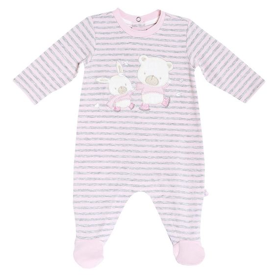 Chicco Nicki overall bunny & bear - striped pink - size 68