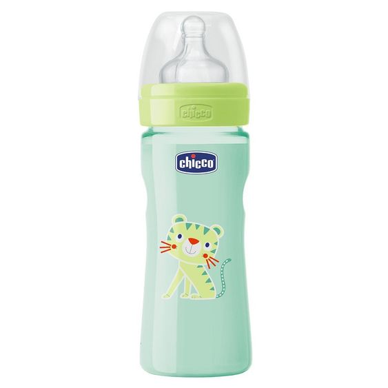 Chicco PP-Flasche Wohlbefinden 250 ml - Silikon 1 Schlitz - Coloured Grün