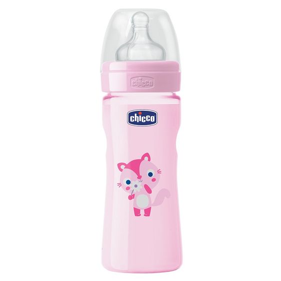 Chicco PP-Flasche Wohlbefinden 250 ml - Silikon 1 Schlitz - Coloured Rosa